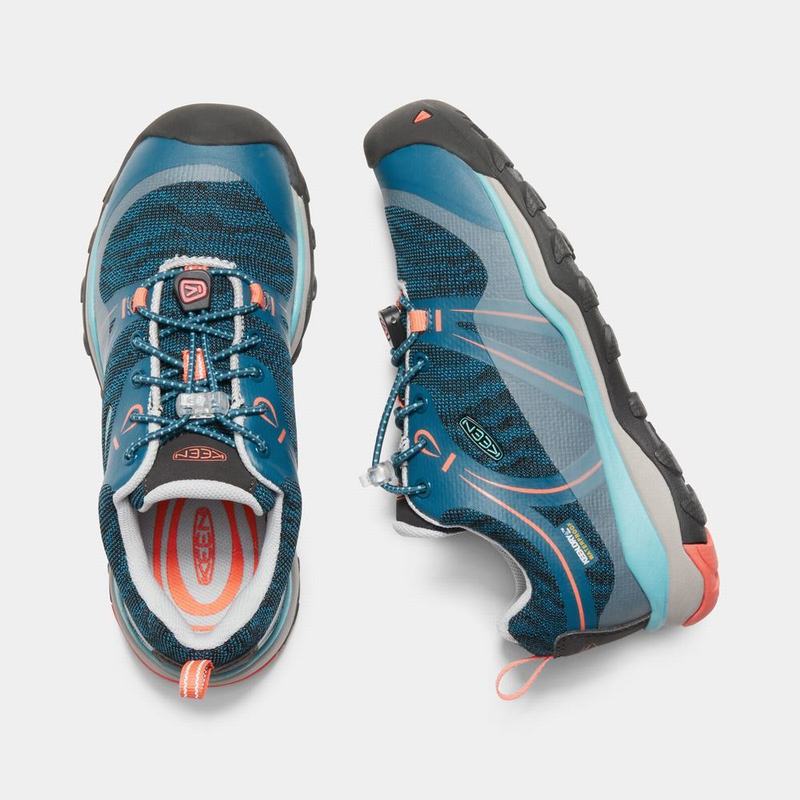 Zapatos Trekking Keen Terradora Waterproof Bajos Para Niños Azules/Coral - Zapatos Keen Mexico (7190